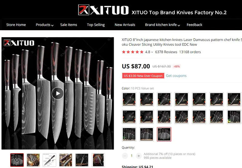 XITUO Chef knife 1-10Pcs Kitchen Knives Set Laser Damascus Pattern Ultra-Sharp Santoku Knife Cleaver Slicing Utility Fruit Knife