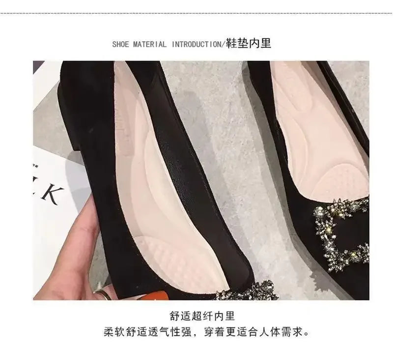 Flat Single Shoes Women's 2024 Loafers Fashion Ladies Comfortable Luxury Rhinestone Brand Shoes Black Woman Autumn Summer