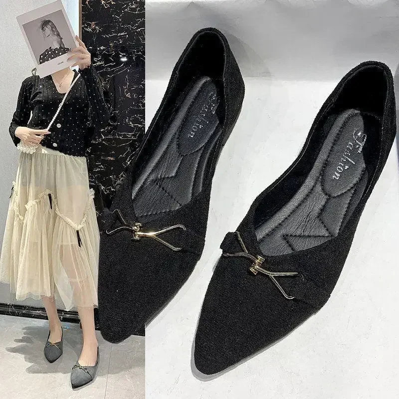 Flat Single Shoes Women's 2024 Loafers Fashion Ladies Comfortable Luxury Rhinestone Brand Shoes Black Woman Autumn Summer