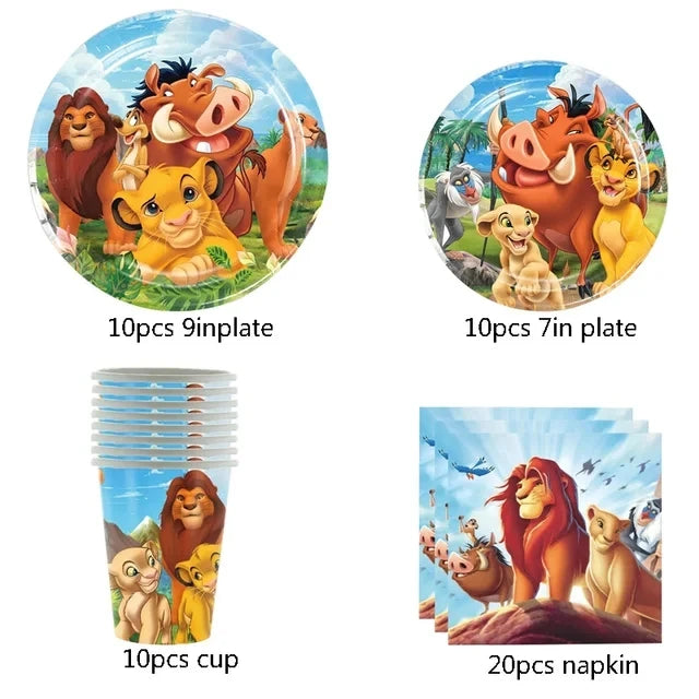 New Lion King Simba Birthday Party Decorations Disposable Tableware Balloon Tablecloth Paper Plates Napkins for Kids Baby Shower