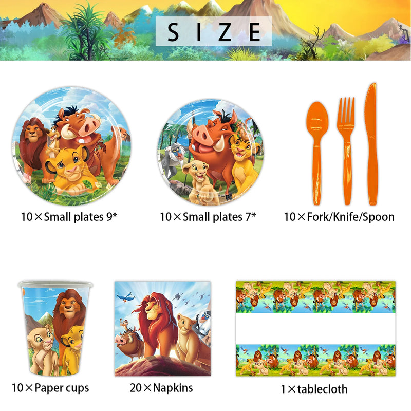 New Lion King Simba Birthday Party Decorations Disposable Tableware Balloon Tablecloth Paper Plates Napkins for Kids Baby Shower