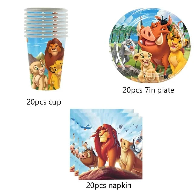 New Lion King Simba Birthday Party Decorations Disposable Tableware Balloon Tablecloth Paper Plates Napkins for Kids Baby Shower