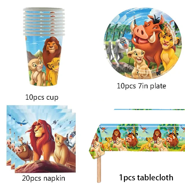 New Lion King Simba Birthday Party Decorations Disposable Tableware Balloon Tablecloth Paper Plates Napkins for Kids Baby Shower